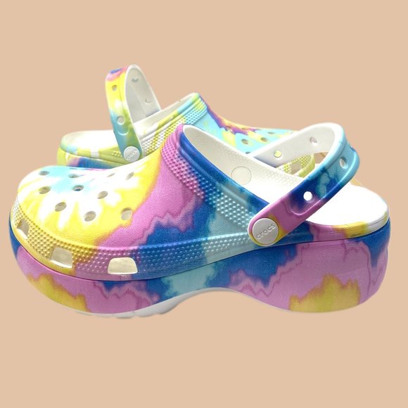 tie dye platform crocs